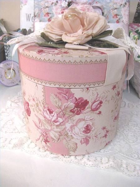 How to Decorate a Hat Box | Home Guides | SF Gate Vintage Hat Boxes, Decorated Boxes, Memories Box, Shabby Chic Crafts, Altered Boxes, Hat Boxes, Pretty Box, Hat Box, Rose Cottage