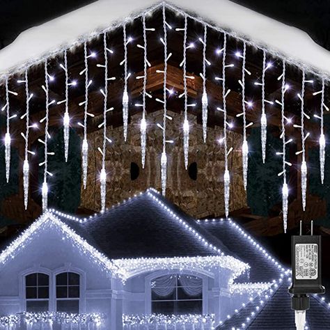 Amazon.com: Toodour Christmas Icicle Lights, 29.5ft 360 LED, 8 Modes, Window Curtain Fairy Lights with 60 Drops, Led Icicle Fairy Twinkle Lights for Party, Holiday, Wedding Decorations (Pure White) : Everything Else Waterfall Lights, Icicle Christmas Lights, Led Garland, Led Curtain Lights, Led Curtain, Led Christmas Tree, Icicle Lights, Solar Led Lights, Light Garland