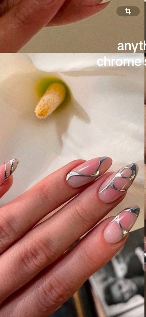 Chrome Nails Silver, Silver Chrome Nails, Silver Nail Designs, Silver Nail Art, Chrome Nail Art, Purple Acrylic Nails, Easter Nail Designs, Chrome Nails Designs, Stunning Nail Designs