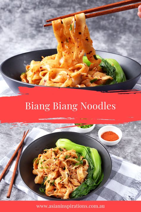 Embark on a flavorful journey with our Biang Biang Noodle (Biangbiang Mian) recipe —a Chinese street food delight. Wide, hand-pulled noodles are tossed in a fragrant blend of chilli and garlic, showcasing the unique culinary heritage of Xi'an Province in every satisfying bite. Recipe by Asian Inspirations. #chinesefood #biangbiangrecipe #chineserecipe Biangbiang Noodles, Biang Biang Noodles, Pulled Noodles, Chinese Noodle Recipes, Chinese Street Food, Authentic Chinese Recipes, Healthy Meats, Asian Street Food, Chinese Noodles