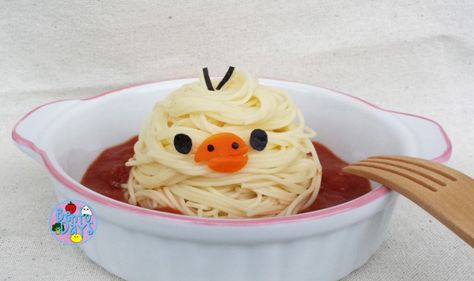 3D Kiiroitori pasta | Bento Days Pasta Bento, Noodle Art, Bento Kids, Japanese Food Art, Japanese Food Bento, Kawaii Bento, Food Art For Kids, Kawaii Dessert, Cute Bento