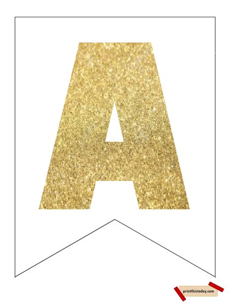 Free Printable Gold Letters and Numbers Banner Letter Banner Printable Free Gold, Free Printable Banner Letters, Happy Birthday Banner Printable, Printable Birthday Banner, Printable Banner Letters, Free Printable Banner, Gold Banner, Free Printable Letters, Banner Letters