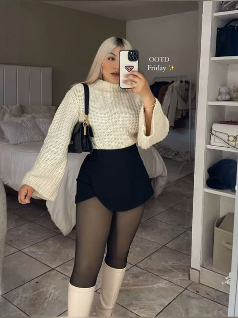 Thigh High Boots And Skirt Outfit, Outfit Ideas With Knee High Boots, Skirts With Tights Outfit, Chicago Fits, Clothing Wardrobe, Luxury Photography, Latina Fashion Outfits, Classy Winter Outfits, Looks Country