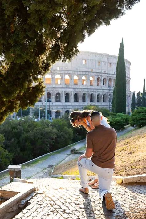 Proposing at the Roman Colosseum. Rome, Italy Rome Proposal, Europe Proposal, Italy Proposal, Rome Beach, Best Proposals, Acne Studio, Beach Proposal, Surprise Wedding, Wedding Proposals