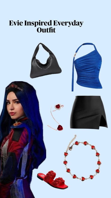 #evie #descendants #evilqueen #outfit #blue #everydayoutfit Evie Descendants, Straight Eyebrows, Winter Color Palette, Diamond Face, Evil Queen, Long Layers, Natural Body, Winter Colors, Descendants