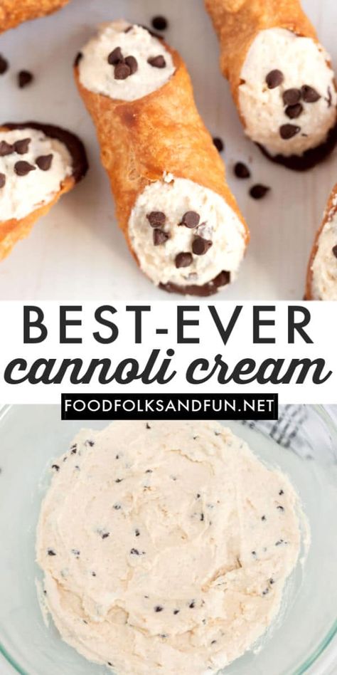 Cannoli Cream Recipe, Cannoli Recipe Easy, Homemade Cannoli Recipe, Cannoli Desserts, Easy Cannoli, Homemade Cannoli, Pizzelle Recipe, Cannoli Shells, Cannoli Filling