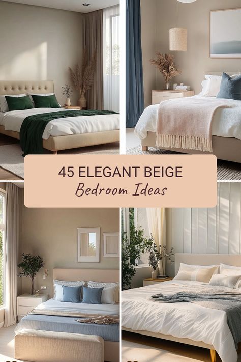 Transform your bedroom into a peaceful retreat with these 45 stylish beige bedroom design ideas. From warm tones to minimalist decor, explore ways to create a serene atmosphere that blends comfort and elegance. Whether you're seeking modern designs or cozy touches, enhancing your space doesn't require a major renovation. Discover attractive layouts that utilize beige for creating optical illusions or maximizing light. Embrace the calming effect of beige shades and incorporate various textures to achieve depth. Skillfully turn your boring space into a sophisticated haven. Beige Bedroom Decor Ideas, Beige Bedroom Design, Beige Bedroom Ideas, Luxury Bedroom Interior Design, Oversized Pendant Light, Beige Bedroom Decor, Beige Shades, White Light Fixture, Beige Bedroom