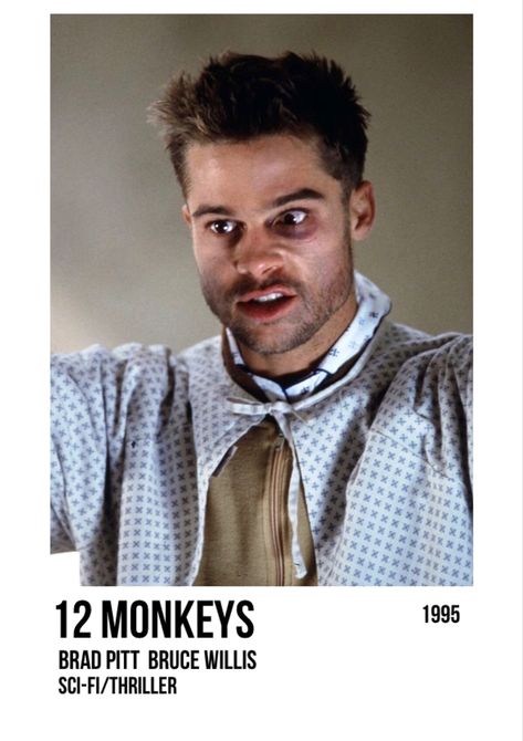 12 monkeys movie polaroid poster brad pitt psycho insane indie kid aesthetic Best Office Episodes, 12 Monkeys Movie, Indie Kid Aesthetic, Brad Pitt Movies, Famous Movie Posters, Twelve Monkeys, Kid Aesthetic, 12 Monkeys, New Movies To Watch