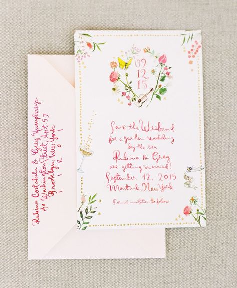 The Best of 2016: Wedding Invitations | Custom Watercolor Heraldry by Happy Menocal | Photo: Heather Waraksa Wedding Card Watercolor, Happy Menocal, Watercolor Simple, Invitation Suites, 2016 Wedding, Card Watercolor, Stationery Inspiration, Wedding Inside, Beach Wedding Invitations