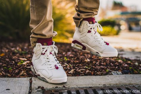 Jordan 6 Bordeaux Outfit, Jordan 6 Maroon, Air Jordan 6 Retro Georgetown, Jordan 9 Fire Red, Wmns Air Jordan 6 Retro 'gold Hoops', Maroon Outfit, Nike Air Jordan 6, Custom Nike Shoes, Air Jordan Sneakers