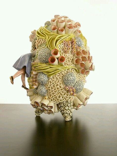 Whimsical Angelika Arendt, Megan Bogonovich, Organic Structure, Organic Ceramics, Cerámica Ideas, Tanah Liat, Keramik Design, Coral Reefs, Pottery Sculpture