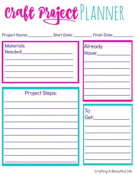 'Craft Project Planner Printable...!' (via Crafting A Beautiful Life) Craft Project Planner, Project Planner Template, Project Planner Printable, Free Printable Crafts, Projets Cricut, Craft Planner, Planner Printables Free, Project Planner, Printable Crafts