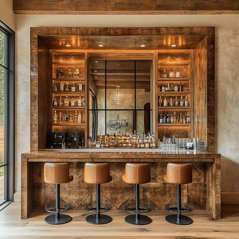 6 Design Techniques to create a luxury Home Bar : 27 Design Ideas Wine Cellar Bar Ideas, Luxury Home Bar Ideas, Back Of Bar Design, Basement Bar Aesthetic, Japandi Home Bar, Back Bar Design Home, Cozy Bar Design, In Home Bars, Bar Shelving Design