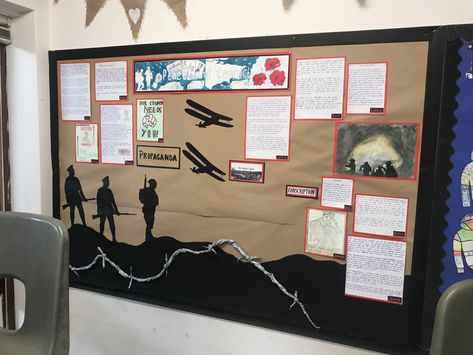 World History Classroom Bulletin Boards, School Exhibition Decoration Ideas, Ww2 Display Ks2, Ww1 Display, Ww2 Facts, History Bulletin Boards, Teaching Displays, School Exhibition, World History Classroom