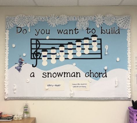 Disney Music Bulletin Boards, Elementary Music Classroom Decor Bulletin Boards, Choir Bulletin Board Ideas, Music Room Bulletin Board Ideas, Christmas Music Bulletin Boards, Music Class Bulletin Boards, Winter Music Bulletin Boards, Music Class Decor, Music Bulletin Boards Elementary