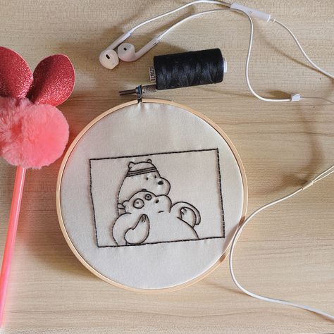 We Bare Bears Embroidery, We Bare Bears Meme, Bear Meme, Keep Practicing, Embroidery Tshirt, Diy Sewing Pattern, Polo Bear, Bare Bears, We Bare Bears