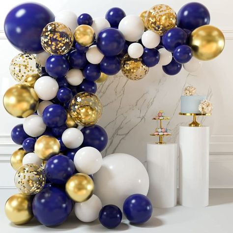 White And Gold Balloon Garland, White And Gold Balloons, Gold Balloon Garland, Black And Gold Balloons, Wedding Balloon Decorations, Gold Confetti Balloons, Metallic Balloons, Balloon Ribbon, Garland Arch