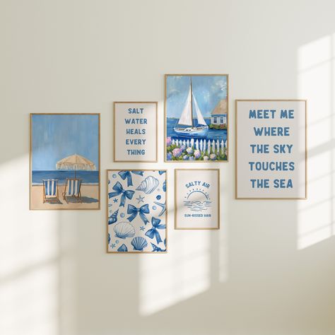 Immerse yourself in the serene allure of the coast with our "Beachy Wall Art," featuring inspirational beach quotes that capture the spirit of the sea. This piece is a perfect addition to the Coastal Granddaughter and Coquette Aesthetic collections, blending seaside charm with a touch of feminine flair. Ideal for any trendy blue apartment, this printable art brings a refreshing ocean breeze into your home decor, creating a calming and stylish atmosphere that invites relaxation and contemplation. Aesthetic Wall Art Printable, Trendy Apartment Decor, Beachy Wall Art, Poppy Wall Art, Funny Beach, Beachy Room, Coastal Room, Trendy Apartment, Wall Art Coastal