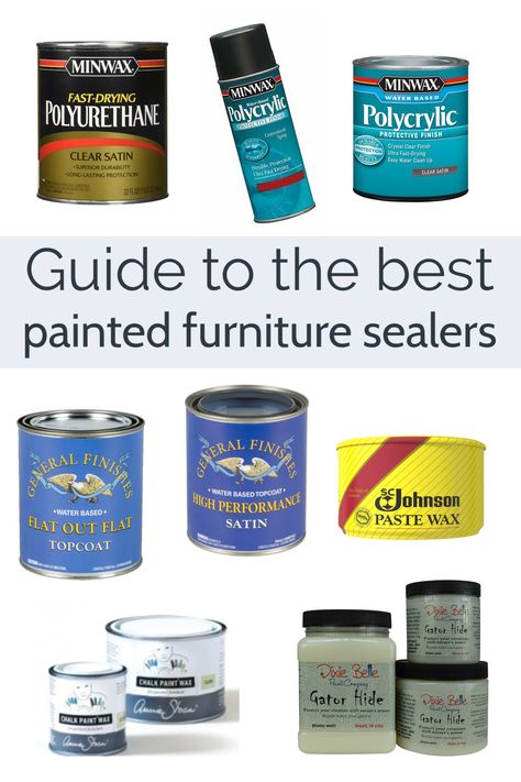 A good sealer is the key to making sure that beautiful painted furniture stays looking beautiful for years to come. But choosing the right sealer is actually trickier than you might think. This guide breaks down all of the factors from price and availability to which sealers won't yellow and which are easiest to use. Find out which sealer is right for your next painted furniture piece. Best Sealant For Painted Furniture, Seal Painted Furniture, Furniture Sealer, Painted Bathroom Cabinets, Wax Tips, Caulking Tips, Furniture Decoupage, Refurbishing Furniture, Retirement Activities