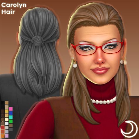 CAROLYN HAIR BY IMVIKAI Sims Cas Inspiration, The Sims 4 Elder Cc, Imvikai Sims 4 Cc, Sims 4 Cc Ombre Hair, Sims 4 Elder Hair, Sims 4 Hairline, Elder Sims 4 Cc, Sims 4 Mm Hair, The Sims 4 Maxis Match Cc