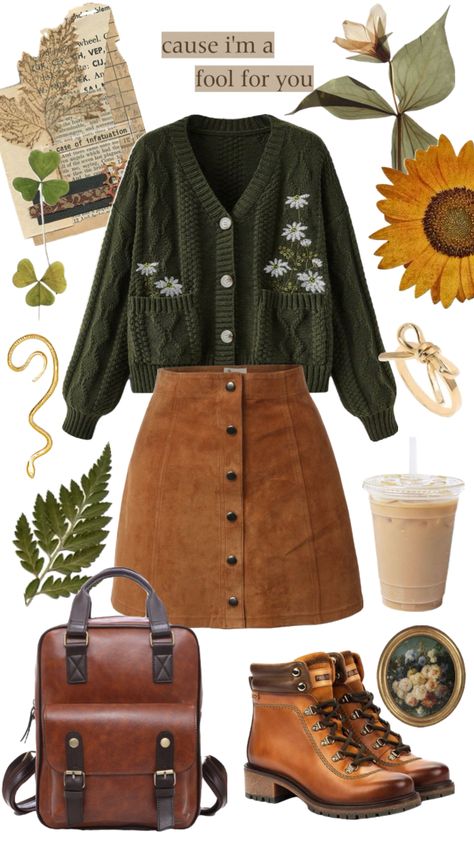 Indie Girl Spring Outfit Girls Spring Outfits, Look Grunge, Academia Outfits, Inspiration Tattoos, Cottagecore Outfits, Earthy Outfits, Mode Boho, Elegante Casual, Vibe Clothes