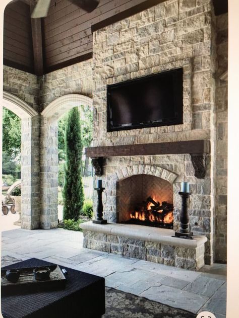 French Chateau Style Homes, French Chateau Style, Southlake Texas, Chateau Style, Fireplace Tv Wall, Backyard Fireplace, Patio Fireplace, Outdoor Kitchen Design Layout, Chateau France