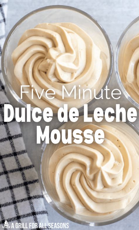 Rich, sweet, and creamy with just three ingredients Dulce de Leche Mousse is the perfect dessert for any occasion! Forget about the whipped cream and enjoy scoop after scoop of this tasty treat! This simple mousse recipe takes minimal prep time and has loads of flavor. Easy Mousse Recipes, Easy Mousse, 5 Minute Desserts, Mousse Recipes Easy, Mousse Dessert, Mousse Recipes, Cake Fillings, Cream Desserts, Sweet Sauce