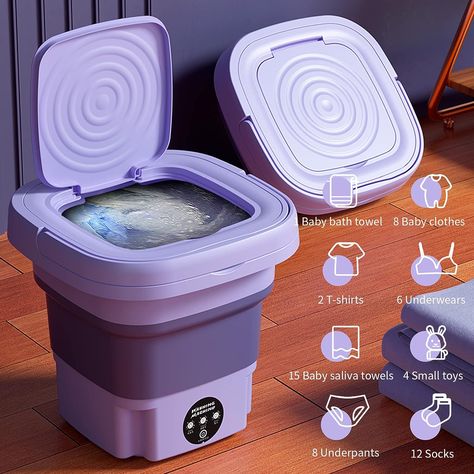 Amazon.com: Portable Washing Machine,Foldable Mini Washing Machine,Portable Washer for Underwear,Socks,Baby Clothes,Towels,Pet Items,Apartment,Hotel,RV,Travel,Home,Dormitory,Camping,Sickroom,8L,Purple : Appliances Small Washing Machine, Spin Dryers, Baby Bath Towel, Portable Washer, Mini Washing Machine, Portable Washing Machine, Clothes Washing Machine, Laundry Appliances, Baby Bath