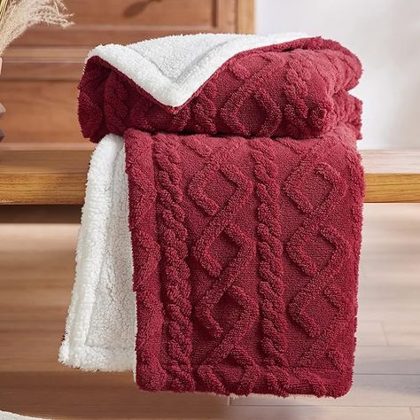 Sherpa Throw Blanket for Couch Sofa - Fuzzy Soft Cozy Blanket for Bed, Fleece Thick Warm Blanket for Winter, Red Fall Throw Blanket, 50x60 Inches #Sponsored Christmas Blanket Gift, Fall Throw Blanket, Blankets For Winter, Red Couch, Cuddly Blanket, Couch Blanket, Red Fall, Blanket For Couch, Twin Blanket