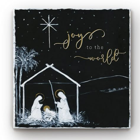 The Holiday Aisle 'Joy To The World Nativity' Wrapped Canvas Graphic Art on Canvas | Wayfair Christmas Chalkboard Art, Christmas Chalkboard, Christmas Nativity, Window Painting, Chalkboard Art, Joy To The World, Christmas Paintings, Baby Jesus, Nativity Scene