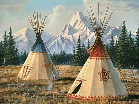 A tipi is a cone-shaped tent, traditionally made of animal skins upon wooden poles. Village Concept Art, Teepee Art, Native American Wallpaper, Native American Village, Village Drawing, American Indian Artwork, Native American Teepee, American Village, Tenda Camping