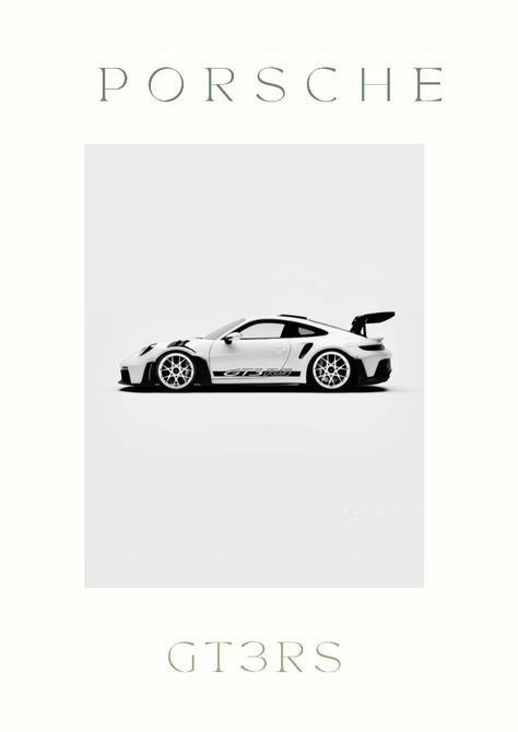 Porche Poster Aesthetic, Aesthetic Posters White, Porsche Aesthetic Poster, Aesthetic Posters Minimalist, Porsche 992 Gt3 Rs Poster, Black And White Car Poster, Porsche Gt3 Rs Aesthetic, Porche Posters, White Porsche Aesthetic