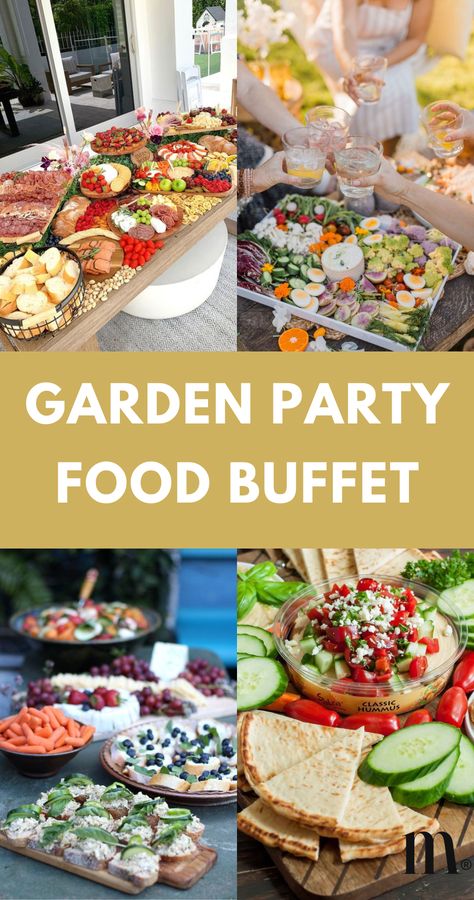 Unlock the secret to the perfect garden party with food ideas that blend appetizers, DIY magic, and summer buffet themes. From fairy flowers to birthday bashes, get inspired and save this for your enchanted event planning. Check out the article and save this pin to your party planning board so you have plenty of food inspiration for your next garden party! Easy Garden Party Food, Themed Buffet Ideas, Garden Picnic Food Ideas, Plant Party Food, Buffet Salads Ideas, Hot Buffet Food Ideas Party, Garden Theme Party Food, Garden Party Menu Ideas, Sandwich Display Ideas For Party