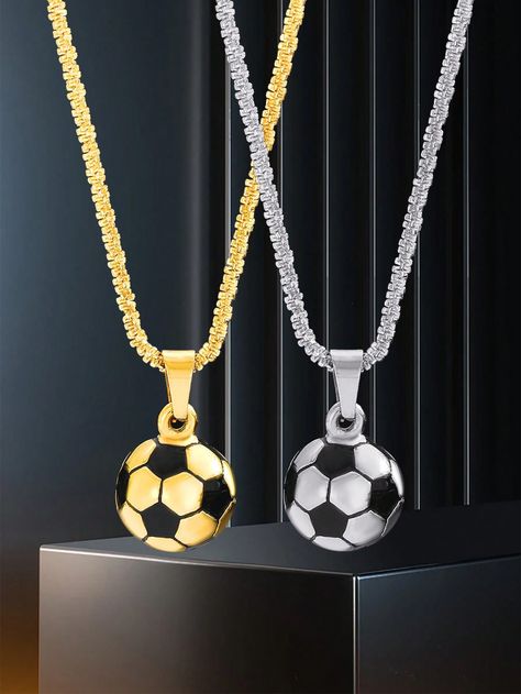 Punk,Sporty Collar  Stainless Steel   Embellished   Men Fashion Jewelry Street Jewelry, Mens Fashion Jewelry, Football Lovers, Ball Pendant, Soccer Ball, Men Necklace, Men Fashion, Daily Wear, Men's Fashion