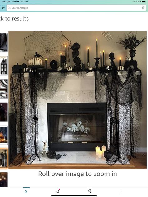 Halloween Mantel Decor, Scary Halloween Decorations Diy, Halloween Mantle, Casa Halloween, Halloween Mantel, Halloween Backdrop, Halloween Traditions, Adornos Halloween, Halloween Tattoo