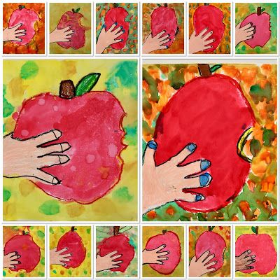 Apple Art Lessons Elementary, Johnny Appleseed Art Projects For Kids, September Art For 2nd Grade, Apple Craft 2nd Grade, Kindergarten Apple Art Projects, 2nd Grade September Art, Johnny Appleseed 2nd Grade, Apple Day 2nd Grade, Fall Art For 1st Grade