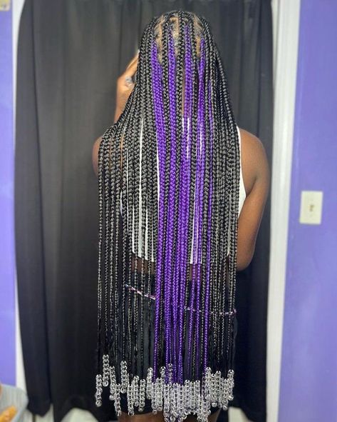 Peekaboo Box Braids With Beads, Braided Hairstyles Peekaboo, Hairstyles Peekaboo, Peekaboo Braids With Beads, Peek A Boo Box Braids, Peekaboo Purple, Peekaboo Braids, Peekaboo Hair Colors, Black Kids Braids Hairstyles