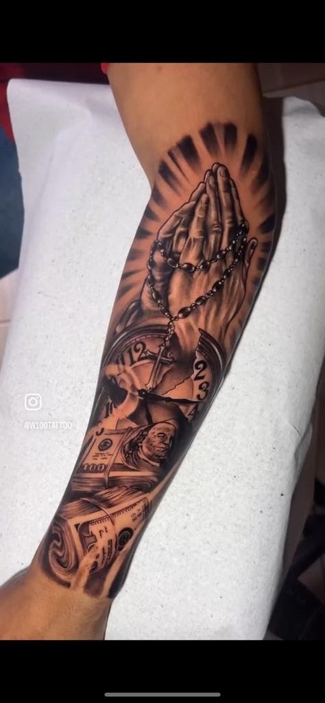 Prepare For The Worst Pray For The Best, Rememberence Tattoos For Grandparents, Upper Arm Cover Up Tattoo Men, Memorial Tattoo Ideas For Men, Forearm Text Tattoo, Prayer Hands Tattoo For Men, God Tattoo Sleeve, Mens Half Sleeve Tattoo Forearm, Only God Can Judge Me Tattoo