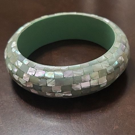 Genuine Abalone shell Bangle bracelet- green Abalone Bracelet, Identity Crisis, Boho Aesthetic, Square Patterns, Abalone Shell, Bangle Bracelet, Bangle Bracelets, Shells, Bangles