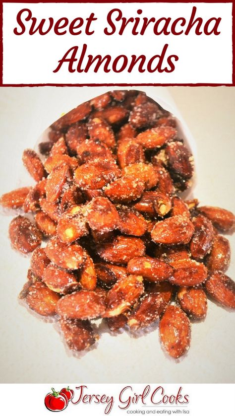 Sweet And Spicy Roasted Almonds, Savory Almonds Recipes, Dnd Desserts, Sweet And Spicy Almonds, Flavored Almonds Recipe, Good Party Food, Vegan Appies, Grass Fed Beef Meatballs, Roasted Almonds Recipe