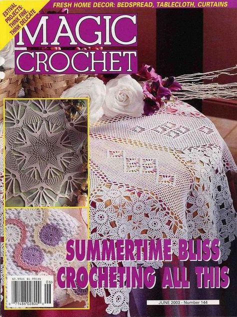 Magic Crochet, Crochet Doily Diagram, Crochet Knit Stitches, Crochet Magazine, Knitting Magazine, Knitting Books, Crochet For Home, Crochet Tablecloth, Crochet Books