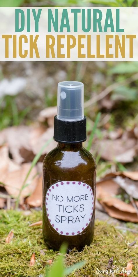 amber glass spray bottle with no more ticks label with woods background Diy Tick Repellent, Tick Repellent Essential Oils, Tick Repellent For Humans, Tick Repellant, Homemade Tick Repellent, Tick Repellent For Dogs, Tick Spray For Dogs, Homemade Bug Repellent, Natural Tick Repellent