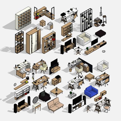 Download Parametric Families for Revit | RD Studio Revit Furniture, Revit Families, Autocad Revit, Revit Family, Decor Objects, 3d Furniture, Revit Architecture, Furniture Gallery, Family Furniture