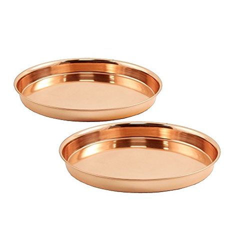 Achla Designs Pair of Round Trays, 8", Copper Achla Designs Galvanized Tray, Accent Tray, Landscape Structure, Copper Tray, Round Serving Tray, Seasonal Displays, Garden Elements, Copper Patina, Small Planter