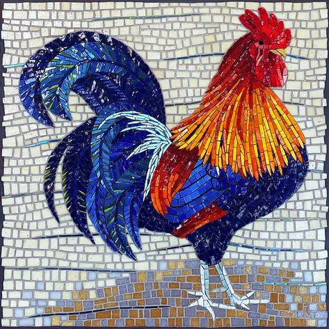 Oklahoma Art, Glitter Tiles, Colorful Rooster, Mosaic Animals, Mosaic Birds, Rooster Art, Mosaic Art Projects, Mosaic Tile Art, Glass Mosaic Art