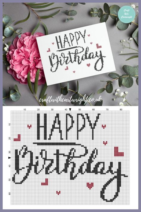 Birthday card cross stitch pattern (free) - Craft with Cartwright Cross Stitch Card Patterns Free, Birthday Cross Stitch Patterns Free, Cross Stitch Cards Patterns, Birthday Cross Stitch, Cross Stitch Birthday, Birthday Cross Stitch Patterns, Happy Birthday Cross Stitch Pattern Free, Cross Stitch Happy Birthday, Happy Birthday Cross Stitch Pattern