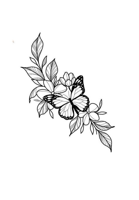 Small Butterfly Tattoo With Words, ត្រី Tattoo, Butterfly Vines Tattoo, Flower And Butterfly Back Tattoo, Butterfly Tattoo With Vines, Rose And Butterfly Tattoo Thigh Piece, Tattoo Flower And Butterfly, Butterfly And Vine Tattoo, Floral And Butterfly Sleeve Tattoo