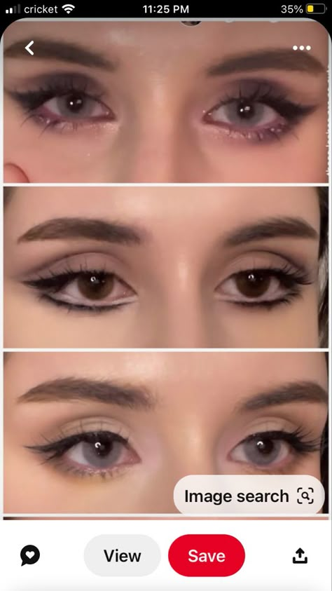 Eye Shape Makeup Chart, 60s Dark Eye Makeup, Copy And Paste Latina Eyeshadow, Big Doey Eyes Makeup, Dousing Eye Makeup, Makeup For Prominent Eyes, Cute Gothic Makeup Looks, Make Up Looks For Small Eyes, Doll Makeup Hooded Eyes