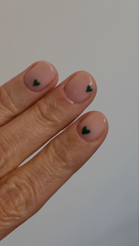 Nail Design Natural Nails Short, Simple Blue Heart Nails, Simplistic Nails Short, Masc Nail Polish, Short Acrylic Nails Men, Short Nails Guys, Nail Art Very Short Nails, Simple Really Short Nails, Green Minimal Nails