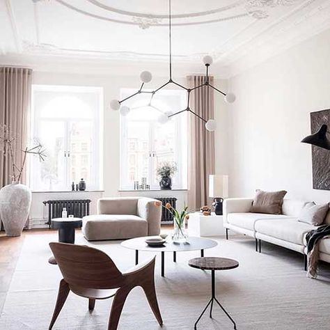 apartment-hacks-furniture-with-legs-off-the-floor Small Apartment Hacks, Stucco Ceiling, Plaster Ceiling Design, Large Round Dining Table, Coco Lapine Design, Apartment Hacks, Plaster Ceiling, Contemporary Apartment, Living Room Scandinavian